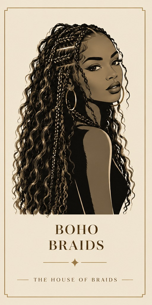 Editorial illustration of boho braids
